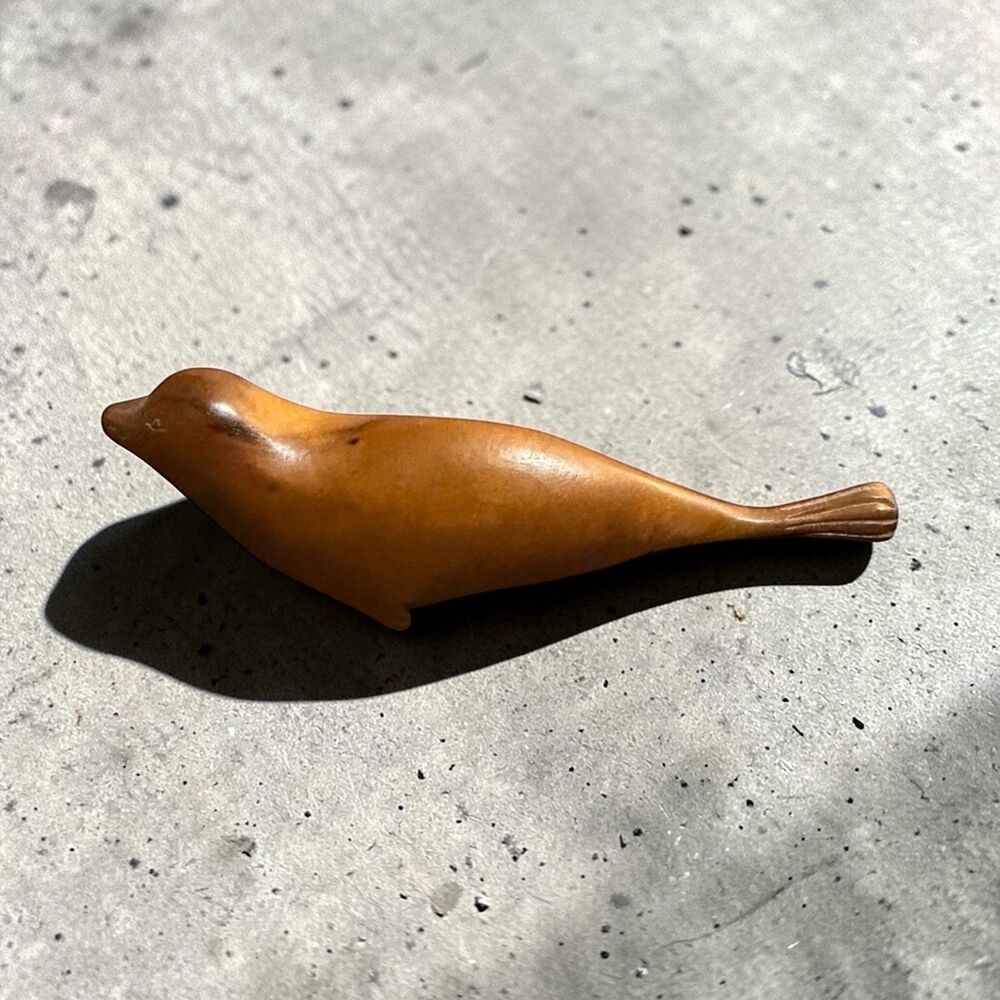Hand Carved Wooden Seal Figurine Folk Art Sea Lion Mid Century Style Decor